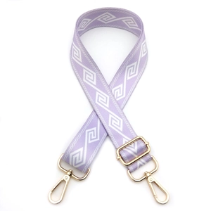Adjustable lavender strap with white geometric pattern and gold swivel lobster clasps