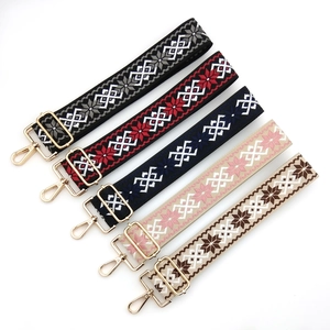 Bandoulières tissées réglables style ethnique avec motif flocon et crochets dorés