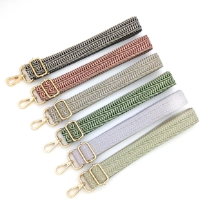 Adjustable chevron woven bag straps in multi-colors with gold swivel lobster clasps