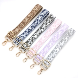 Adjustable Woven Polyester Bag Strap Retro Geometric Diamond Pattern Replacement Shoulder Strap For Crossbody Handbags Women Fashion Accessory
