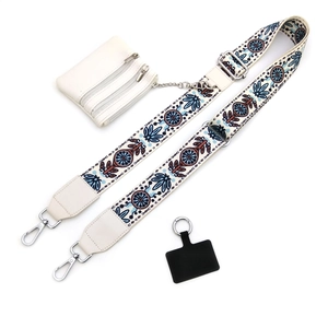 Ethno-Stickerei-Handygurt mit Blumenmuster und passendem weißem Reißverschluss-Etui