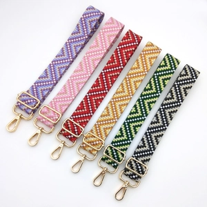 Adjustable colorful geometric woven shoulder straps for crossbody bags and guitars