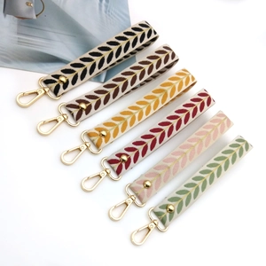 Wristlet leaf pattern keychain straps with gold lobster clasp in six vibrant colors