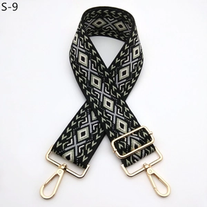 Adjustable wide replacement strap with black and white geometric rhombus pattern