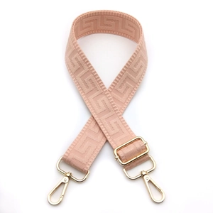 Adjustable wide replacement shoulder strap with Greek key pattern and gold metal hardware