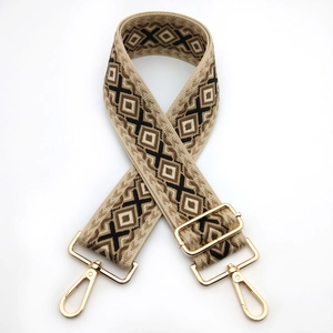 Bohemian geometric diamond pattern replacement strap with adjustable gold buckles