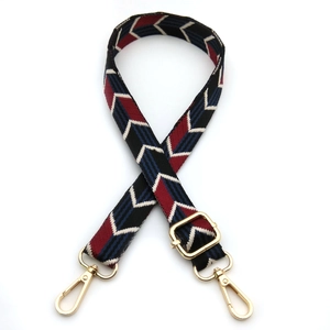 Adjustable woven colorful arrow pattern shoulder strap with golden metal lobster clasps