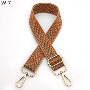 Detail of bohemian chevron woven strap with premium light gold lobster clasps and buckles
