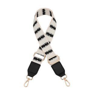 Adjustable gradient PU leather strap with black and white wave pattern for shoulder bags