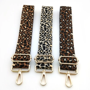 Leopard Print Wide Bag Strap Adjustable Replacement Polyester Shoulder Strap For Crossbody Bags Belt With Metal Clasps