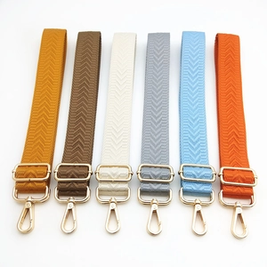 Adjustable woven chevron crossbody straps with gold metal hooks in six vibrant colors