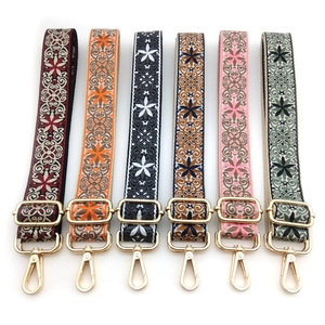 Ethnic Jacquard Woven Wide Bag Strap Adjustable Replacement Shoulder Strap With Metal Buckles For Handbags Crossbody Bags Women