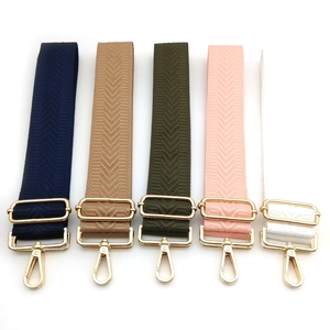 Adjustable canvas shoulder straps with chevron pattern and gold metal buckles in five colors