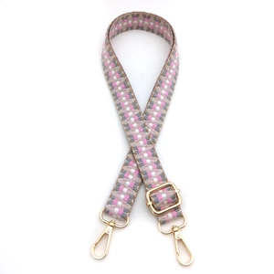 Tracolla intrecciata colorata regolabile con motivo geometrico rosa e ganci dorati