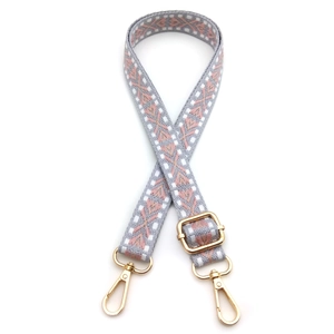 Adjustable geometric ethnic style replacement strap with gold lobster clasps for bags