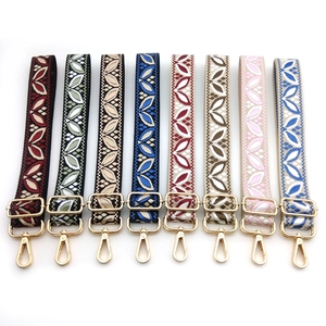 Women's Ethnic Jacquard Bag Strap Adjustable Replacement Shoulder Strap For Handbag Crossbody Bag Geometric Leaves Pattern Polyester Strap