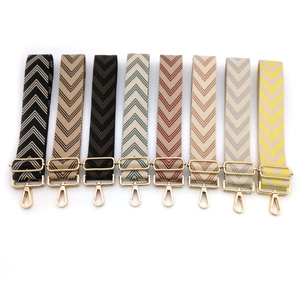 Adjustable colorful chevron pattern bag straps with gold metal hooks in eight colors