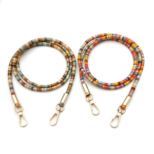Ethnic style beaded phone lanyards in retro brown and rainbow colors with gold lobster clasps