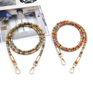 Ethnic style hand-woven replacement shoulder strap for bags with gold metal lobster clasps