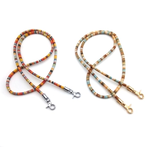 Bohemian style colorful clay bead straps with metal clasps for phones and bags