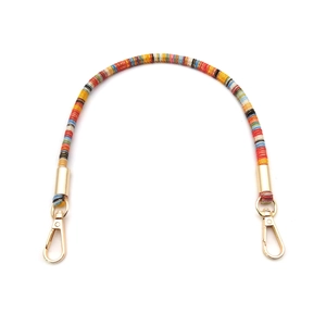 Ethnic woven phone strap with bohemian patterns and premium gold metal lobster clasps