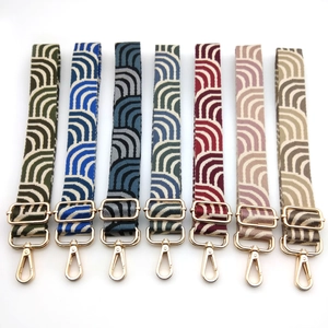 Adjustable colorful woven replacement shoulder straps with geometric patterns for women handbags