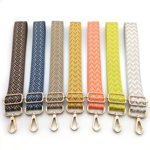 Adjustable Woven Bag Strap Wide Chevron Pattern Shoulder Strap With Metal Hooks For Handbags Crossbody Bags Accessories