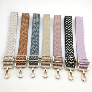Adjustable 3.8cm wide bag straps with colorful geometric patterns and gold metal clips