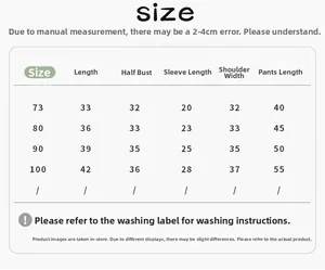 Size chart for baby winter fleece set showing jacket and pants measurements in centimeters