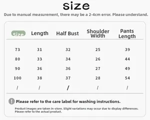 Size chart for baby boy winter vest set with detailed measurements for sizes 73-100