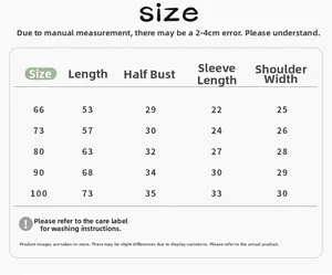 Detailed size chart for baby winter jumpsuit including length and chest measurements