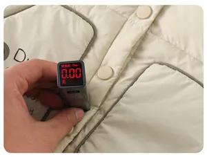 Fluorescence test on beige quilted jacket showing zero levels for infant safety