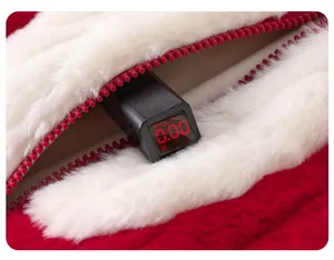 Safety test showing zero fluorescent agent on winter plush baby romper with macro zipper detail