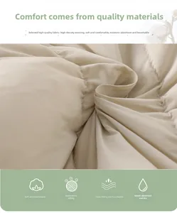 Detailed view of high-density beige quilted fabric with soft breathable texture
