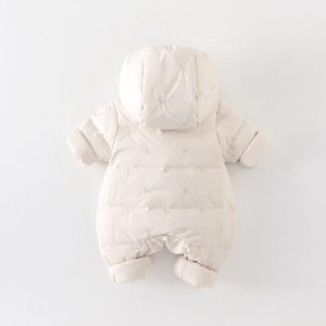 Winter-Baby-Schneeanzug mit Kapuze in Cremeweiß, gestepptes Design für warme Kleinkinder