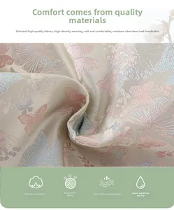 Detail of soft jacquard butterfly fabric with breathable high-density weaving for kids