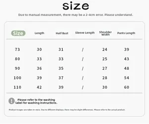 Size chart for winter Chinese style baby girls thick set including lengths and widths