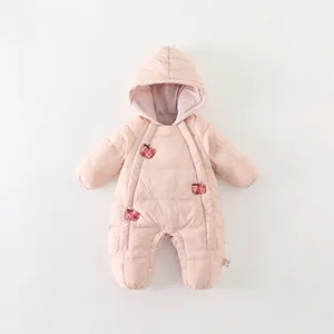 Combinaison en Duvet à Capuche d'Hiver pour Bébé Fille Duvet de Canard Blanc Mignonne Pomme Matelassé Manteau Chaud