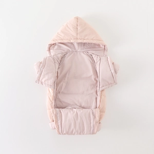 Combinaison de ski rose matelassée à capuche en duvet de canard pour bébé en hiver