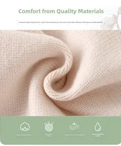 Macro shot of high-density thick beige knit fabric showing soft breathable texture