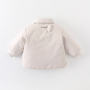 Doudoune d'hiver épaisse pour bébés avec broderie mon et petites oreilles en 3D