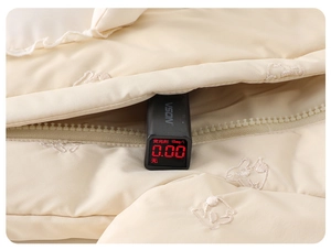 Safety test showing zero fluorescent agents on quilted warm baby winter romper fabric