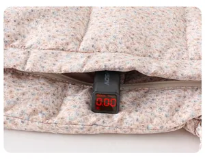 Detail showing safety test with zero fluorescence on floral baby winter romper fabric