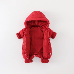 Combinaison hiver bébé rouge avec doublure polaire chaude et poignets coupe-vent