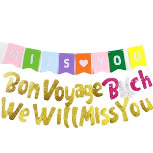 Three-piece retirement party felt banner set with Miss You and We Will Miss You lettering