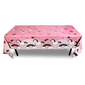 Rainbow unicorn pink disposable tablecloth for kids birthday party decoration 130x245cm