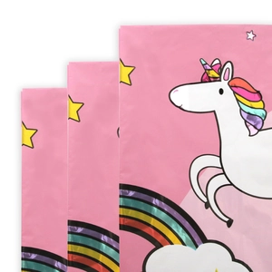 Rainbow unicorn table cover for kids birthday party 130x245cm pink party supplies