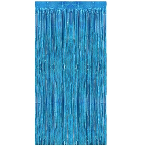 Light blue laser fringe curtain 1x2m for birthday party and holiday backdrop decor