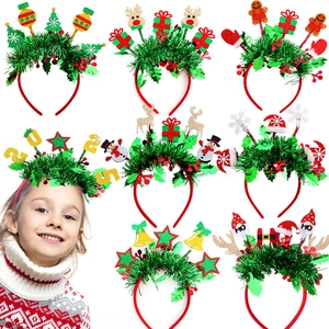 Diadema de Navidad con Dibujos Animados de Muñeco de Nieve y Reno para Niños y Adultos Decoración de Fiesta Copo de Nieve Gorro de Navidad Accesorios para el Cabello