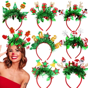 Set de 8 diademas navideñas festivas con decoraciones para fiesta de Año Nuevo 2025